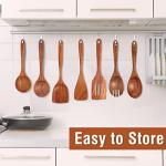 Teak Wooden Kitchen Utensil Set with Spoon Rest