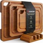 Bamboo Cutting Boards with Wood Storage Stand