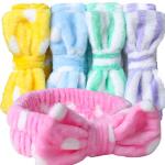 5-Pack Makeup Headbands with Removable Bows