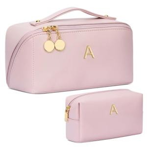Personalized Initial Makeup Organizer Bag Set