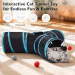 3-Way Collapsible Cat Tunnel Toy with Peek Hole