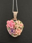 Heart-Shaped Flower Bouquet Necklace for Mom