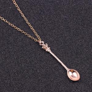 Delicate Crown Tea Spoon Charm Necklace