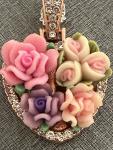Heart-Shaped Flower Bouquet Necklace for Mom