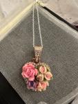 Heart-Shaped Flower Bouquet Necklace for Mom