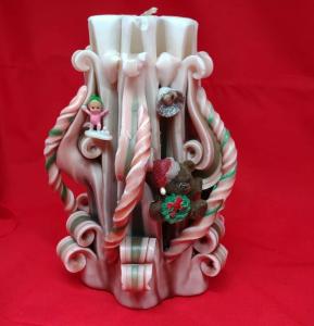 Beautifully Carved 7" Christmas Candle Gift