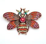 Orange Rhinestone Bee Brooch - Unique Holiday Gift