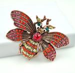 Orange Rhinestone Bee Brooch - Unique Holiday Gift