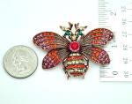 Orange Rhinestone Bee Brooch - Unique Holiday Gift