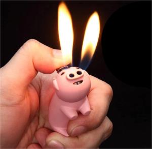 Peach 3D Pig Dual Flame Lighter – Unique Collectible