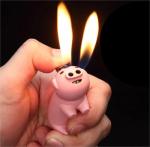 Peach 3D Pig Dual Flame Lighter – Unique Collectible