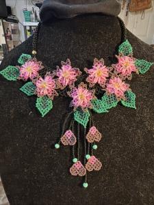 3D Flower Bead Necklace and Bracelet Set