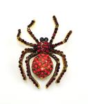 Red Rhinestone Spider Brooch for Halloween Fun
