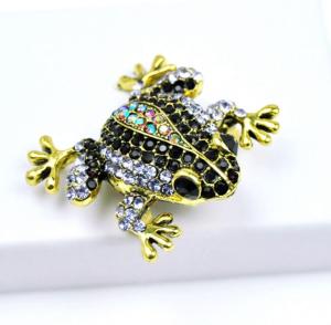 Cute Purple Frog Rhinestone Enamel Brooch Pin