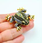 Cute Purple Frog Rhinestone Enamel Brooch Pin