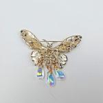 Green Enamel Butterfly Rhinestone Brooch Gift