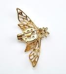 Gold-tone Bee Brooch with Champagne Rhinestones