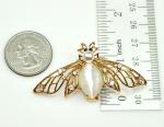 Gold-tone Bee Brooch with Champagne Rhinestones