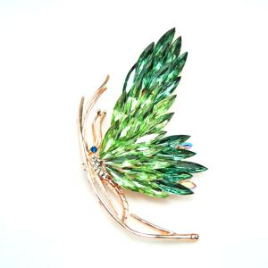 Green Crystal Butterfly Brooch Pendant Jewelry Gift