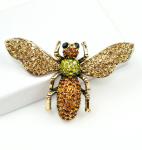 Sparkling Bee Brooch with Champagne Rhinestones