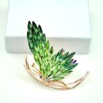 Green Crystal Butterfly Brooch Pendant Jewelry Gift