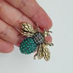 Bee Brooch with Green Rhinestones for Unique Gifts