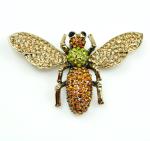 Sparkling Bee Brooch with Champagne Rhinestones