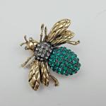 Bee Brooch with Green Rhinestones for Unique Gifts