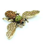 Sparkling Bee Brooch with Champagne Rhinestones