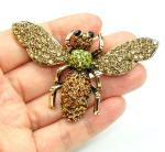 Sparkling Bee Brooch with Champagne Rhinestones