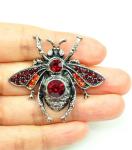 Sparkly Red Bee Brooch - Unique Insect Jewelry
