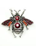 Sparkly Red Bee Brooch - Unique Insect Jewelry
