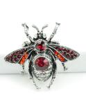 Sparkly Red Bee Brooch - Unique Insect Jewelry