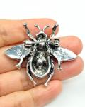 Sparkly Red Bee Brooch - Unique Insect Jewelry