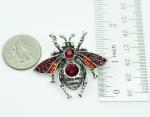 Sparkly Red Bee Brooch - Unique Insect Jewelry