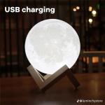 3D Moon Lamp with Touch Control and Wooden Base