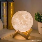 3D Moon Lamp with Touch Control and Wooden Base