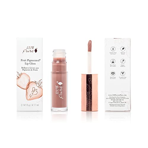 100% PURE Pink Caramel Lip Gloss - Moisturizing Natural Shine