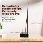 ZEDKEHO Now Playing Vinyl Record Stand - LED Light Vinyl Record Display, Wooden Storage Holder, Accessories for Record Collectors