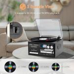 Vintage 9-in-1 Record Player Turntable with Bluetooth, AM/FM Radio, CD & Cassette Player, USB/SD Playback, Remote Control, Aux & RCA Inputs, Headphone Jack – Classic Audio System for Music Lovers