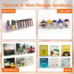 Lifewit Narrow Floating Shelves for Vinyl Record 6 Pack, 12" Clear Wall Shelves for Nail Polish/Book/Picture/Makeup, Acrylic Wall Display Shelf Organizer for Bedroom, Living Room, Bathroom Decor