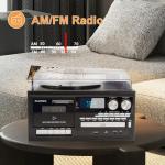 Vintage 9-in-1 Record Player Turntable with Bluetooth, AM/FM Radio, CD & Cassette Player, USB/SD Playback, Remote Control, Aux & RCA Inputs, Headphone Jack – Classic Audio System for Music Lovers