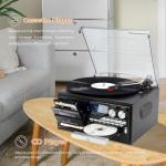 Vintage 9-in-1 Record Player Turntable with Bluetooth, AM/FM Radio, CD & Cassette Player, USB/SD Playback, Remote Control, Aux & RCA Inputs, Headphone Jack – Classic Audio System for Music Lovers