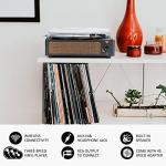 WOCKODER Vinyl Record Players Vintage Turntable with Speakers Belt-Driven Turn Tables Support 3-Speed, Bluetooth Wireless Playback, Headphone, AUX-in, RCA Line LP Phonograph Auto Stop Retro Black