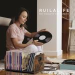 RUILALIFE Vinyl Record Storage Holder, Expandable Record Holder Rack With Movable Divider, 110 LP Album Display Shelf Stand, Magazine Holder