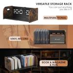 RUILALIFE Vinyl Record Storage Holder, Expandable Record Holder Rack With Movable Divider, 110 LP Album Display Shelf Stand, Magazine Holder