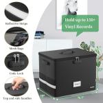 DocSafe Fireproof Vinyl Record Storage Box with Lock,Large Record Organizer Storage for 150+ Single Records,Collapsible Storage Crate with Lid&Handles for Valuable Album Collection,16.1''x13''x13''