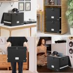 DocSafe Fireproof Vinyl Record Storage Box with Lock,Large Record Organizer Storage for 150+ Single Records,Collapsible Storage Crate with Lid&Handles for Valuable Album Collection,16.1''x13''x13''