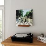 YuanDian Light up Now Playing Vinyl Record Stand Wall Mount, Now Spinning Record Player Stand, Wooden Acrylic Holder for Vinyl Album Display and Storage with Warm White Color Lights