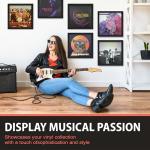 KAIU Vinyl Record Frame – Solid Wood Album Frames for Vinyl Records Accessories Gifts to Mount on Wall, 13.8 x 13.6 x 2 Inch Display Cover with Clear Acrylic – BLACK